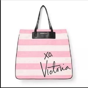 Victoria's Secret Canvas Striped Signature Tote Xo